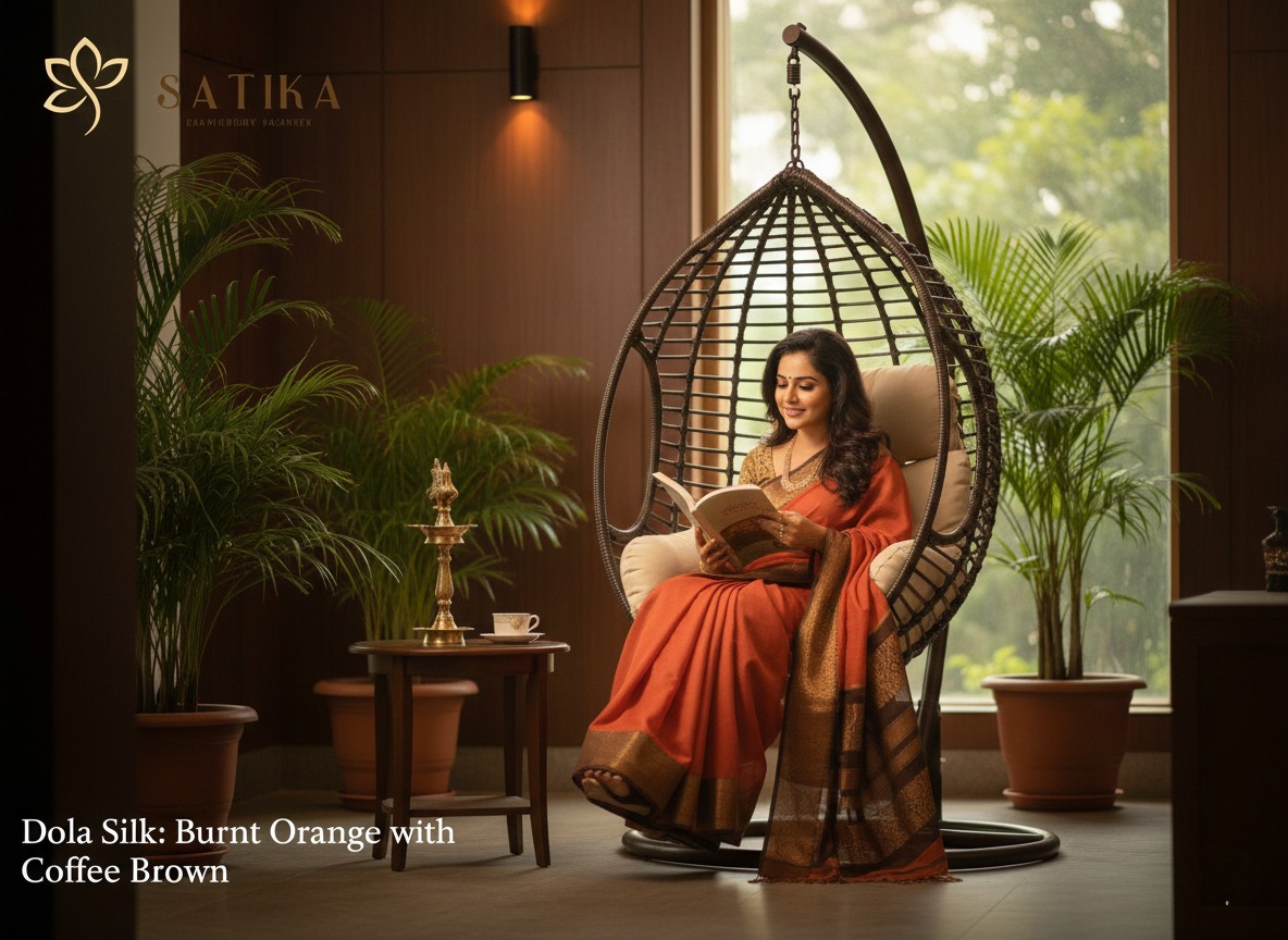 Dola Silk – Burnt Orange with Coffee Brown