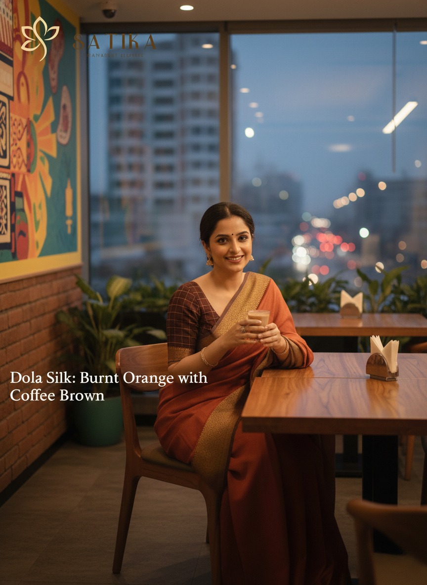 Dola Silk – Burnt Orange with Coffee Brown